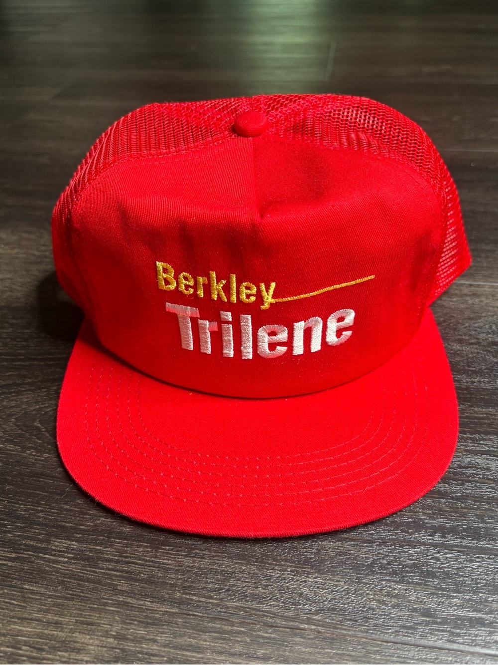 VTG K Products Berkley Trilene Mesh Snapback Trucker Hat Made in USA Fishing